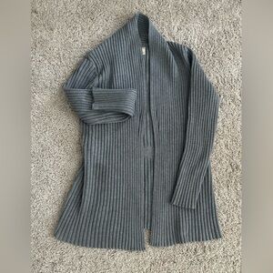 GAP Women's Ribbed Open-Front Cardigan - Charcoal Gray